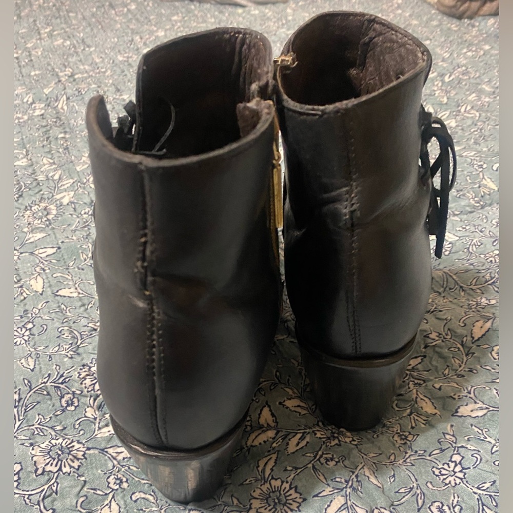 Black leather bootie with side lace accents. Ladies size 9. - Picture 5 of 15